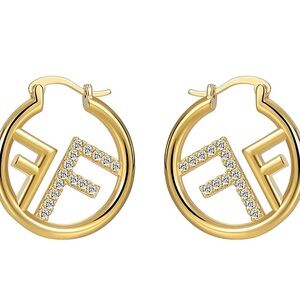 Gold Hoop Earrings with Crystal Accents